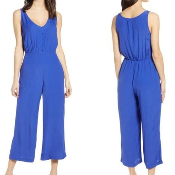 Nordstrom Leith Sleeveless Button Front Wide Leg Jumpsuit Size Small - Picture 2 of 12